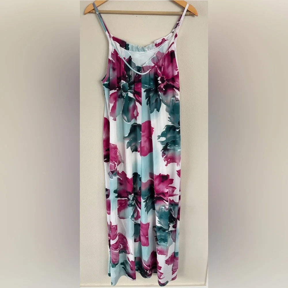 Pink Blush Maternity Flowy Floral Watercolor Long Maxi‎ Dress